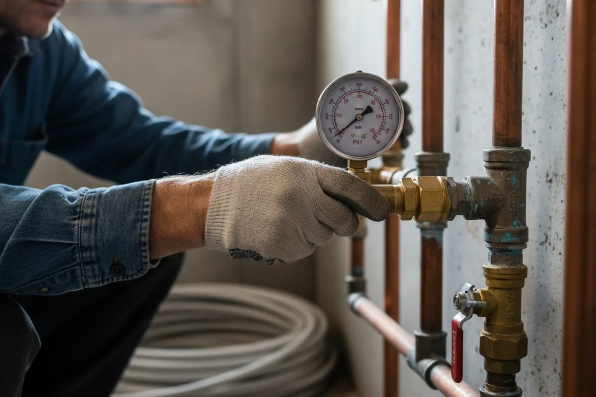 Pressure testing a repaired line during Water Line Repair in Lone Star